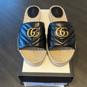 Gucci Napa Charlotte Black Espadrille Sandals